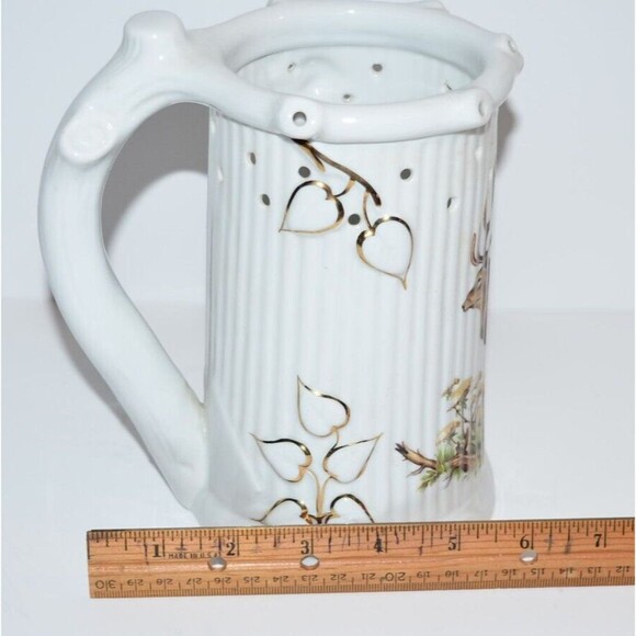 Vtg hand painted porcelain hole joke jug Hugo Schmidt Koblenz Deer Buck Mug - Picture 6 of 10